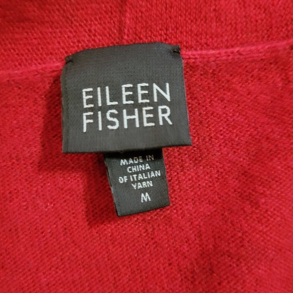 Eileen Fisher Sweater Top Womens Medium Red Merino Wool Holiday Basic Casual - Picture 4 of 12
